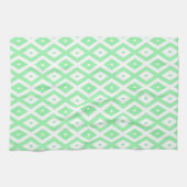 Linge De Cuisine Motif diamant vert et blanc (Horizontal)