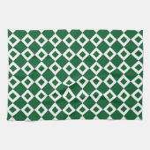 Linge De Cuisine Motif diamant vert et blanc (Horizontal)