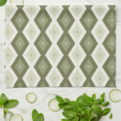 Linge De Cuisine Motif diamant vert olive (Plié)