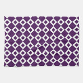 Linge De Cuisine Motif diamant violet et blanc (Horizontal)