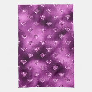 Linge De Cuisine Motif Diamants Paillettes Glam Ombré Violet