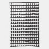 Linge De Cuisine Motif Diamond Harlequin en noir et blanc (Vertical)