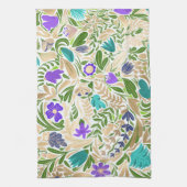 Linge De Cuisine Motif d'illustration couleur or floral feuille (Vertical)
