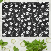 Linge De Cuisine motif d'impression de chat d'os de poissons (Plié)