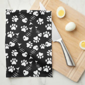 Linge De Cuisine motif d'impression de chat d'os de poissons (Quart Plié)