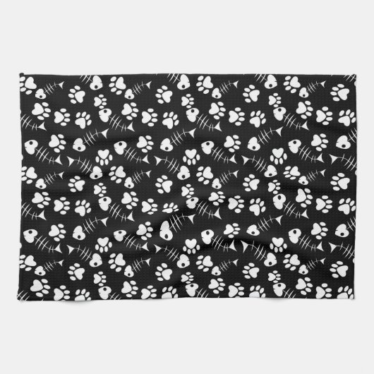 Linge De Cuisine motif d'impression de chat d'os de poissons (Horizontal)