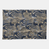 Linge De Cuisine Motif d'impression moderne Gold Blue Zebras (Horizontal)