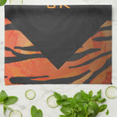 Linge De Cuisine Motif d'impression monogramme Tiger chaud orange e (Plié)