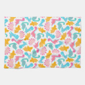 Linge De Cuisine Motif Dinosaur rose et Turquoise (Horizontal)