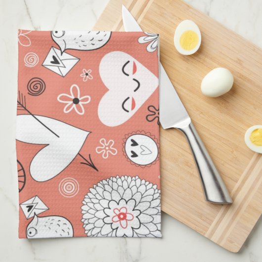 Linge De Cuisine Motif d'inséparables (Quart Plié)