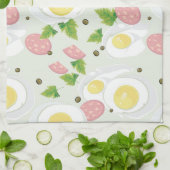 Linge De Cuisine Motif d'oeufs et de saucisse (Plié)