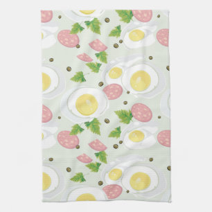 Linge De Cuisine Motif d'oeufs et de saucisse
