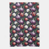 Linge De Cuisine Motif d'oignon moderne noir (Vertical)