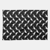 Linge De Cuisine Motif d'oiseau. Corneilles en noir et blanc. (Horizontal)
