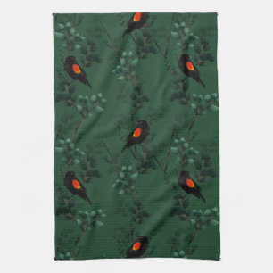 Linge De Cuisine Motif d'oiseau-noir à ailes rouges