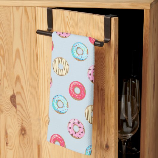 Linge De Cuisine Motif Doughnut glacé bleu clair (Pliage en tiers)