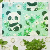 Linge De Cuisine Motif d'ours panda vert (Plié)