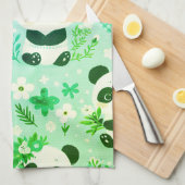 Linge De Cuisine Motif d'ours panda vert (Quart Plié)