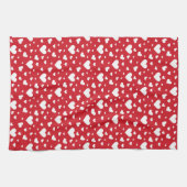 Linge De Cuisine Motif du coeur blanc sur rouge (Horizontal)
