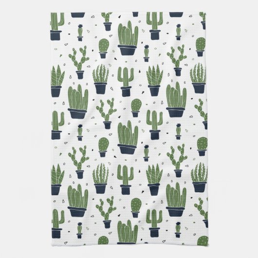 Linge De Cuisine Motif du désert de cactus foncé rustique (Vertical)