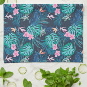Linge De Cuisine Motif du Jardin des Fleurs Tropicales Bleues (Plié)