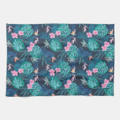 Linge De Cuisine Motif du Jardin des Fleurs Tropicales Bleues (Horizontal)