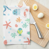 Linge De Cuisine Motif du monde marin (Quart Plié)