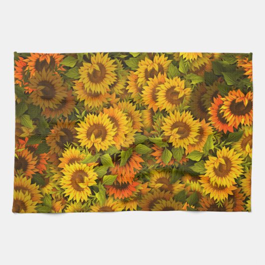 Linge De Cuisine Motif du terrain de tournesol (Horizontal)