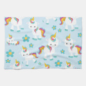Linge De Cuisine Motif D'Unicornes, De Mignons Unicornes, Fleurs (Horizontal)