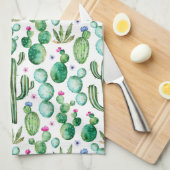 Linge De Cuisine Motif d'usines de cactus d'aquarelle (Quart Plié)