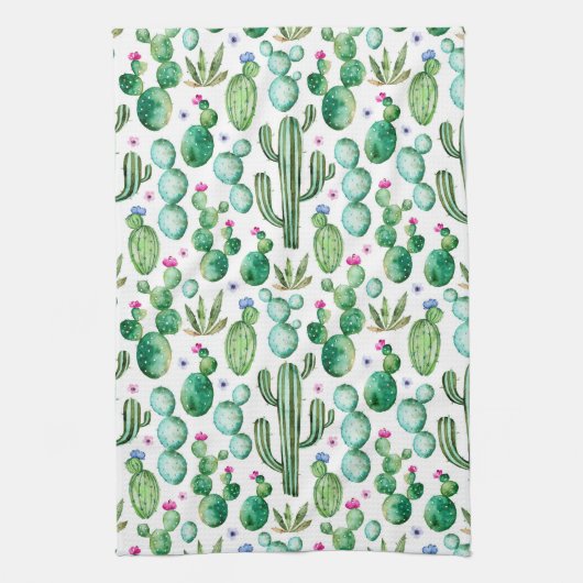 Linge De Cuisine Motif d'usines de cactus d'aquarelle (Vertical)