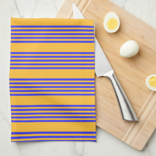 Linge De Cuisine Motif électrique bleu et jaune cinq bandes