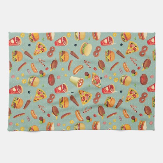 Linge De Cuisine Motif élégant d'aliments de préparation rapide (Horizontal)