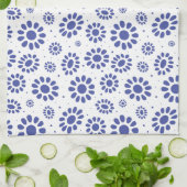Linge De Cuisine Motif élégant Indigo Blue et White Daisy (Plié)