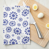 Linge De Cuisine Motif élégant Indigo Blue et White Daisy (Quart Plié)