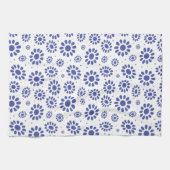 Linge De Cuisine Motif élégant Indigo Blue et White Daisy (Horizontal)
