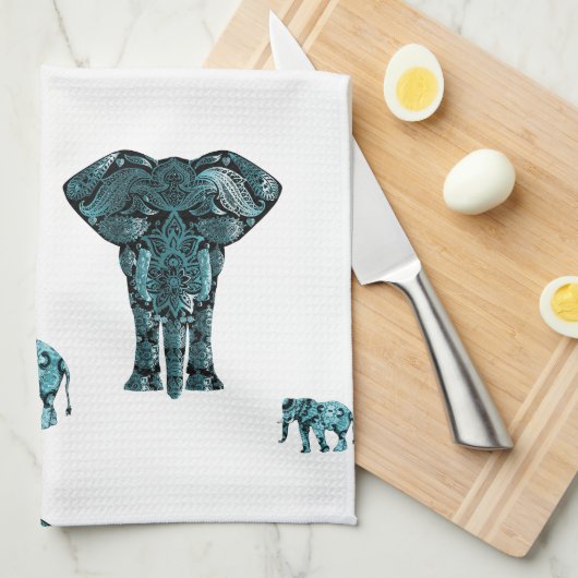 Linge De Cuisine Motif éléphant (Quart Plié)