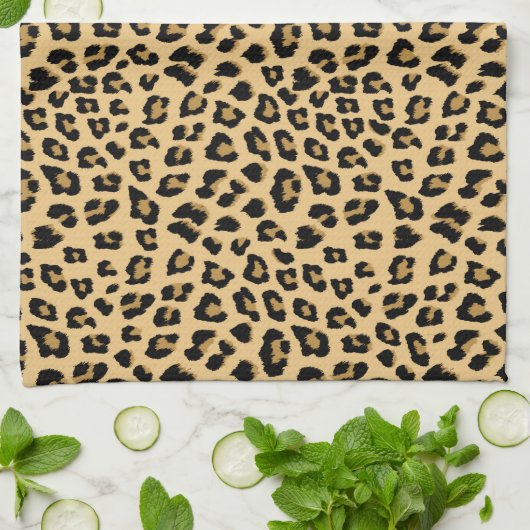 Linge De Cuisine Motif Empreinte de léopard (Plié)