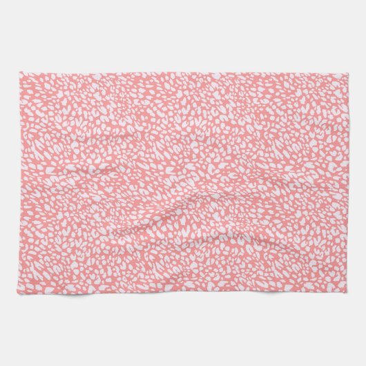 Linge De Cuisine Motif Empreinte de léopard corail (Horizontal)