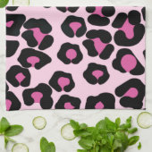 Linge De Cuisine Motif Empreinte de léopard rose et noir (Plié)