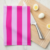 Linge De Cuisine Motif en bande rose et magenta (Quart Plié)