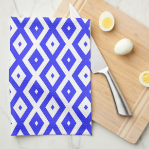 Linge De Cuisine Motif en diamant bleu et blanc