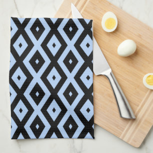 Linge De Cuisine Motif en diamant bleu pâle et noir