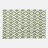 Linge De Cuisine Motif en diamant vert et blanc (Horizontal)