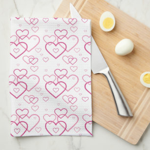 Linge De Cuisine Motif en forme de coeur rose
