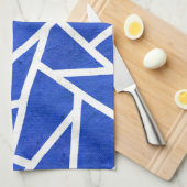 Linge De Cuisine Motif en mosaïque bleue et blanche (Quart Plié)