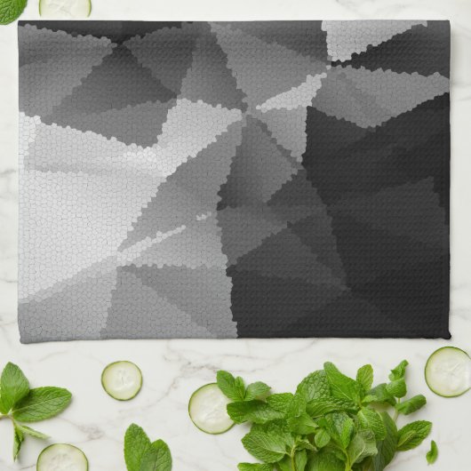 Linge De Cuisine Motif en mosaïque noire et blanche (Plié)