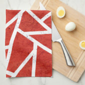 Linge De Cuisine Motif en mosaïque rouge et blanche (Quart Plié)
