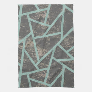 Linge De Cuisine Motif en mosaïque vert pâle et gris