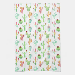 Linge De Cuisine Motif en pastel d'aquarelle de cactus